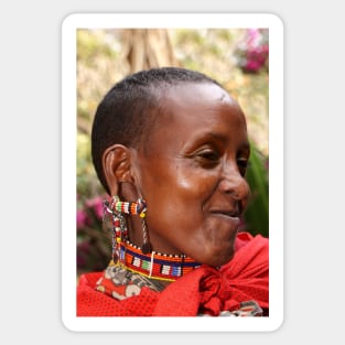 Portrait of a Young Maasai (or Masai) Woman, East Africa Sticker